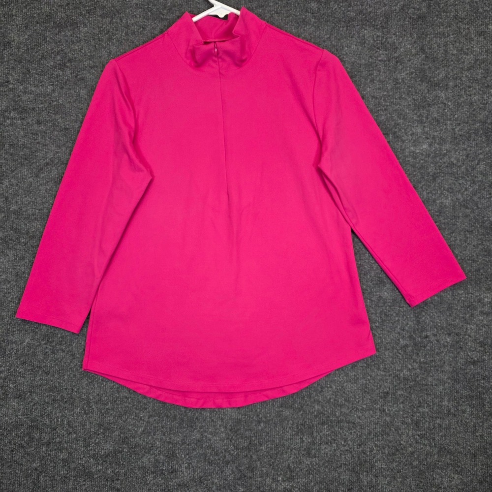 Tommy Bahama IslandZone Top Womens Small Hot Pink Half Zip Stretch Long Sleeve
